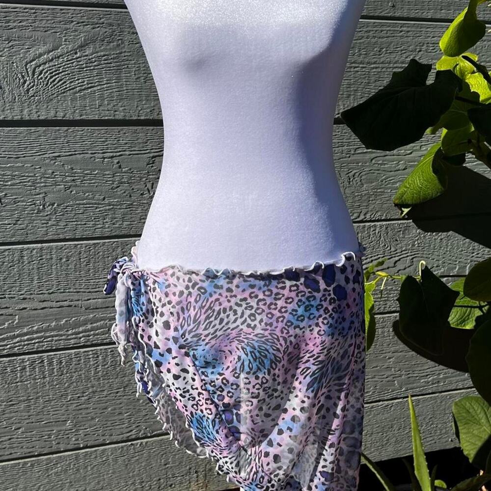 Purple blue leopard print skirt for summer